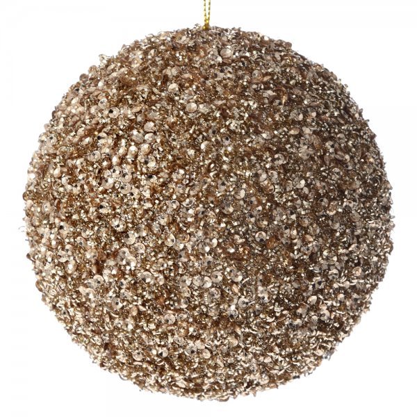 Χριστουγεννιάτικη Μπάλα Σαμπανιζέ με Στρας και Χάντρες (10cm)